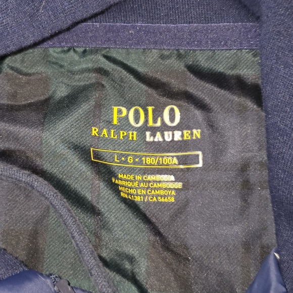Polo Ralph Lauren Men Navy Blue Performance Hooded Vest Puffer Full Zip Sz Large - Picture 4 of 7